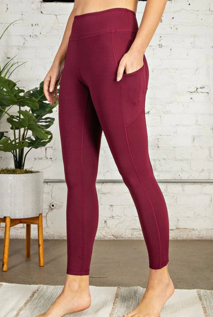 Double Pocket Leggings- Wine