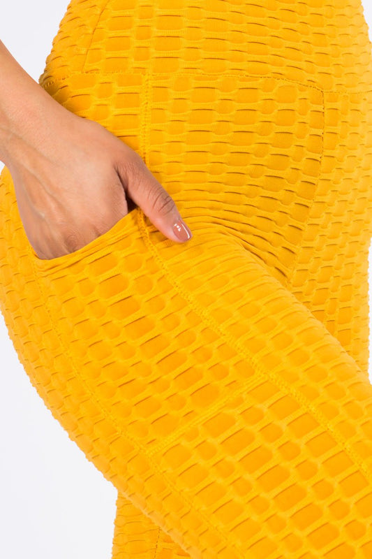 Discovery Yellow Textured Leggings